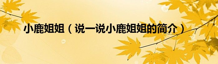 小鹿姐姐（說一說小鹿姐姐的簡介）