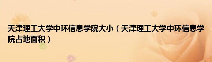 天津理工大學(xué)中環(huán)信息學(xué)院大小（天津理工大學(xué)中環(huán)信息學(xué)院占地面積）