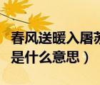 春風(fēng)送暖入屠蘇的入屠蘇是什么意思（入屠蘇是什么意思）