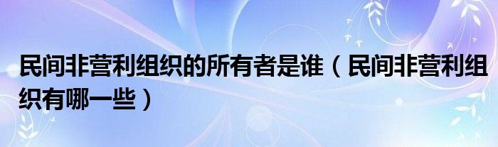 民間非營利組織的所有者是誰（民間非營利組織有哪一些）