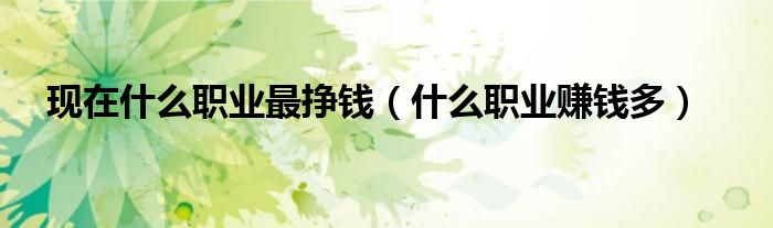 現(xiàn)在什么職業(yè)最掙錢（什么職業(yè)賺錢多）