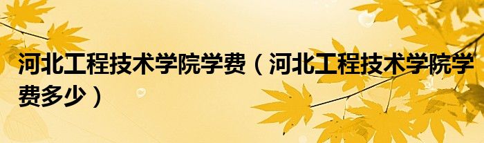 河北工程技術(shù)學(xué)院學(xué)費（河北工程技術(shù)學(xué)院學(xué)費多少）