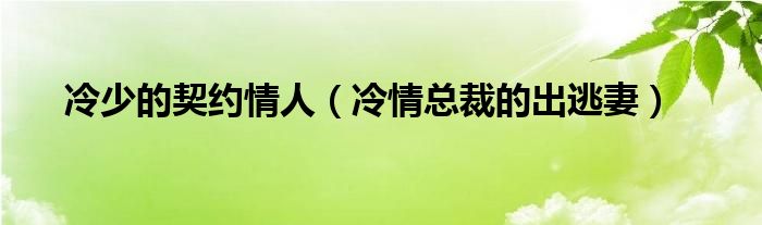冷少的契約情人（冷情總裁的出逃妻）