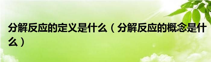 分解反應(yīng)的定義是什么（分解反應(yīng)的概念是什么）