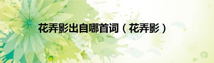 花弄影出自哪首詞（花弄影）