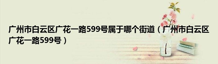 廣州市白云區(qū)廣花一路599號(hào)屬于哪個(gè)街道（廣州市白云區(qū)廣花一路599號(hào)）