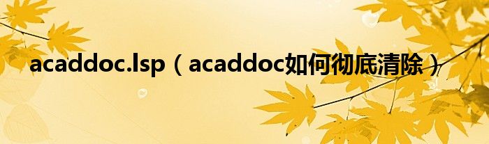 acaddoc.lsp（acaddoc如何徹底清除）