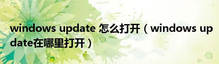 windows update 怎么打開（windows update在哪里打開）