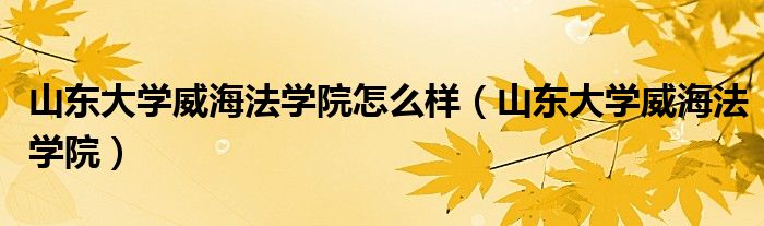 山東大學(xué)威海法學(xué)院怎么樣（山東大學(xué)威海法學(xué)院）