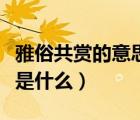雅俗共賞的意思是什么解釋（雅俗共賞的意思是什么）