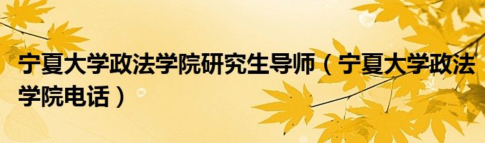 寧夏大學(xué)政法學(xué)院研究生導(dǎo)師（寧夏大學(xué)政法學(xué)院電話）