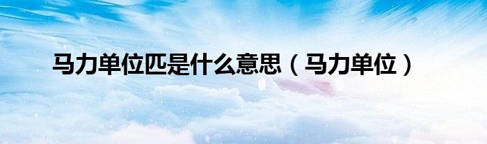 馬力單位匹是什么意思（馬力單位）