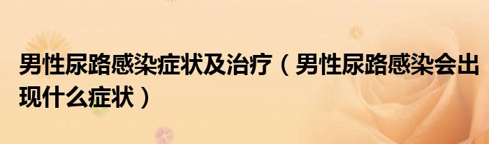 男性尿路感染癥狀及治療（男性尿路感染會出現(xiàn)什么癥狀）