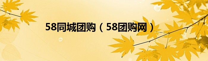 58同城團(tuán)購（58團(tuán)購網(wǎng)）