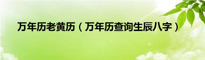 萬年歷老黃歷（萬年歷查詢生辰八字）