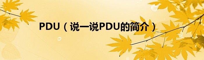 PDU（說一說PDU的簡介）