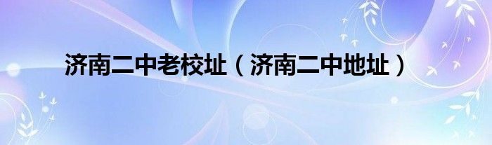 濟南二中老校址（濟南二中地址）