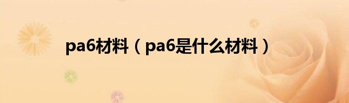 pa6材料（pa6是什么材料）