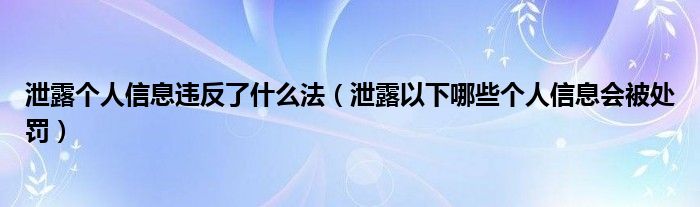 泄露個(gè)人信息違反了什么法（泄露以下哪些個(gè)人信息會(huì)被處罰）