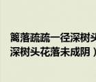 籬落疏疏一徑深樹頭花落未成陰是什么生肖（籬落疏疏一徑深樹頭花落未成陰）