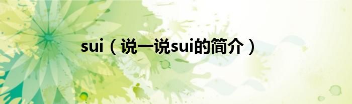sui（說一說sui的簡介）