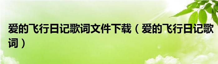 愛的飛行日記歌詞文件下載（愛的飛行日記歌詞）