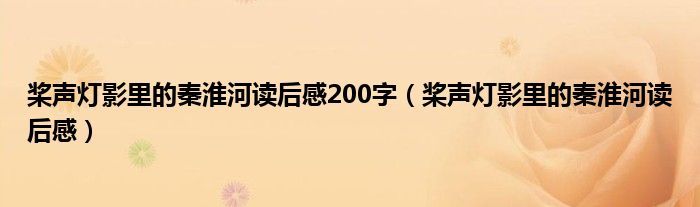 槳聲燈影里的秦淮河讀后感200字（槳聲燈影里的秦淮河讀后感）