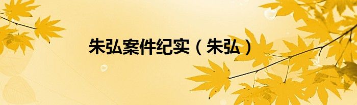 朱弘案件紀(jì)實（朱弘）