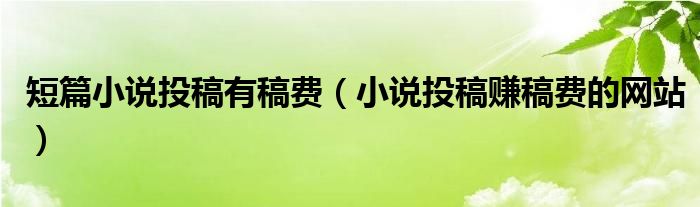 短篇小說投稿有稿費（小說投稿賺稿費的網(wǎng)站）