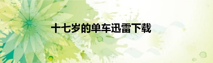 十七歲的單車迅雷下載