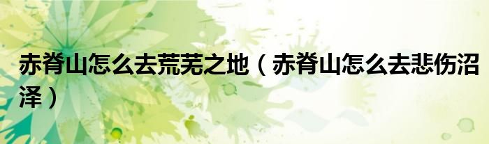 赤脊山怎么去荒蕪之地（赤脊山怎么去悲傷沼澤）
