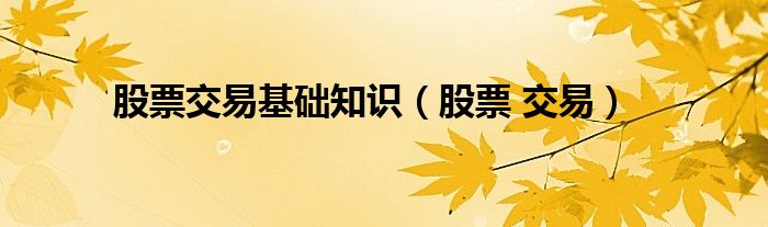 股票交易基礎(chǔ)知識(shí)（股票 交易）