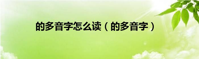 的多音字怎么讀（的多音字）