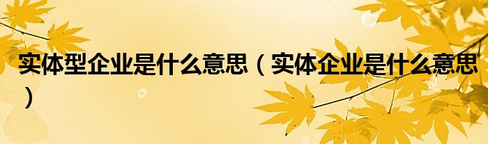 實體型企業(yè)是什么意思（實體企業(yè)是什么意思）