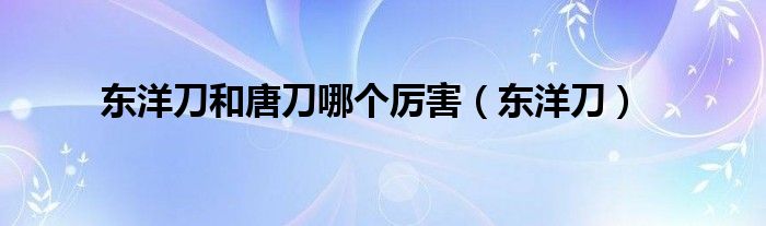 東洋刀和唐刀哪個(gè)厲害（東洋刀）