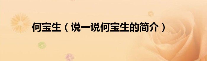何寶生（說一說何寶生的簡(jiǎn)介）