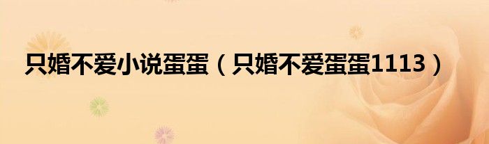 只婚不愛小說蛋蛋（只婚不愛蛋蛋1113）