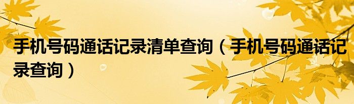 手機(jī)號(hào)碼通話記錄清單查詢（手機(jī)號(hào)碼通話記錄查詢）