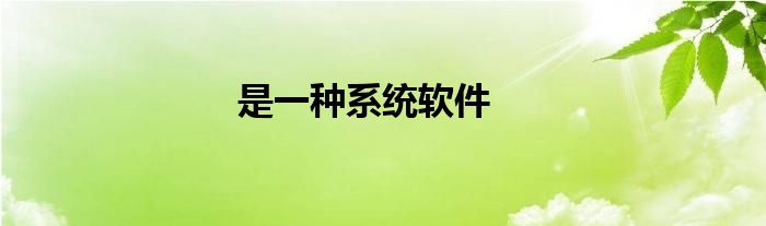 是一種系統(tǒng)軟件