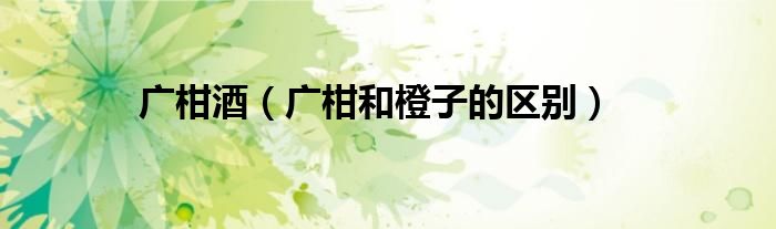 廣柑酒（廣柑和橙子的區(qū)別）
