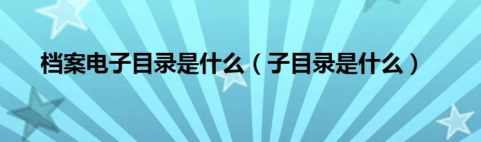 檔案電子目錄是什么（子目錄是什么）