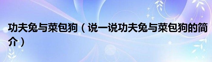 功夫兔與菜包狗（說(shuō)一說(shuō)功夫兔與菜包狗的簡(jiǎn)介）