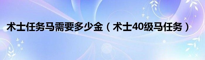 術(shù)士任務(wù)馬需要多少金（術(shù)士40級馬任務(wù)）