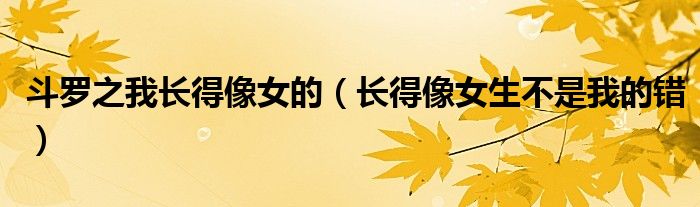 斗羅之我長(zhǎng)得像女的（長(zhǎng)得像女生不是我的錯(cuò)）