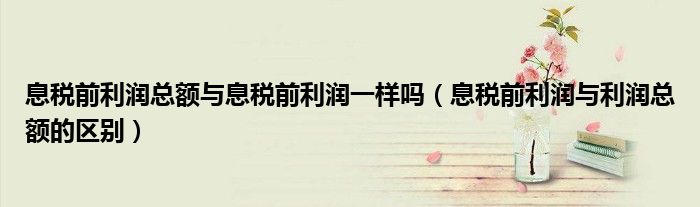息稅前利潤(rùn)總額與息稅前利潤(rùn)一樣嗎（息稅前利潤(rùn)與利潤(rùn)總額的區(qū)別）