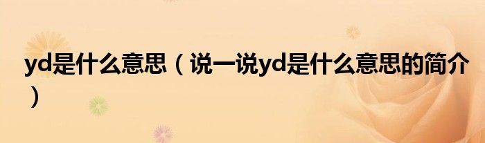 yd是什么意思（說一說yd是什么意思的簡(jiǎn)介）