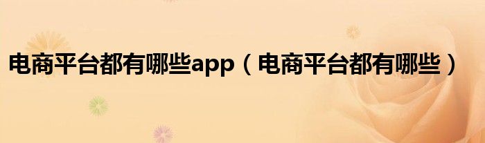 電商平臺(tái)都有哪些app（電商平臺(tái)都有哪些）
