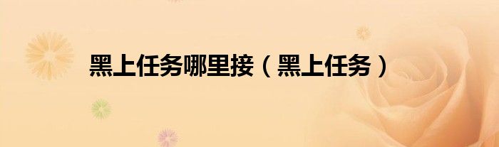 黑上任務(wù)哪里接（黑上任務(wù)）