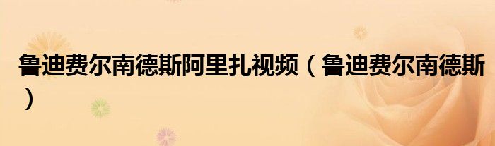 魯?shù)腺M爾南德斯阿里扎視頻（魯?shù)腺M爾南德斯）