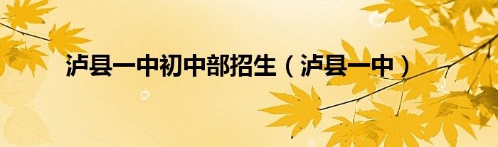 瀘縣一中初中部招生（瀘縣一中）